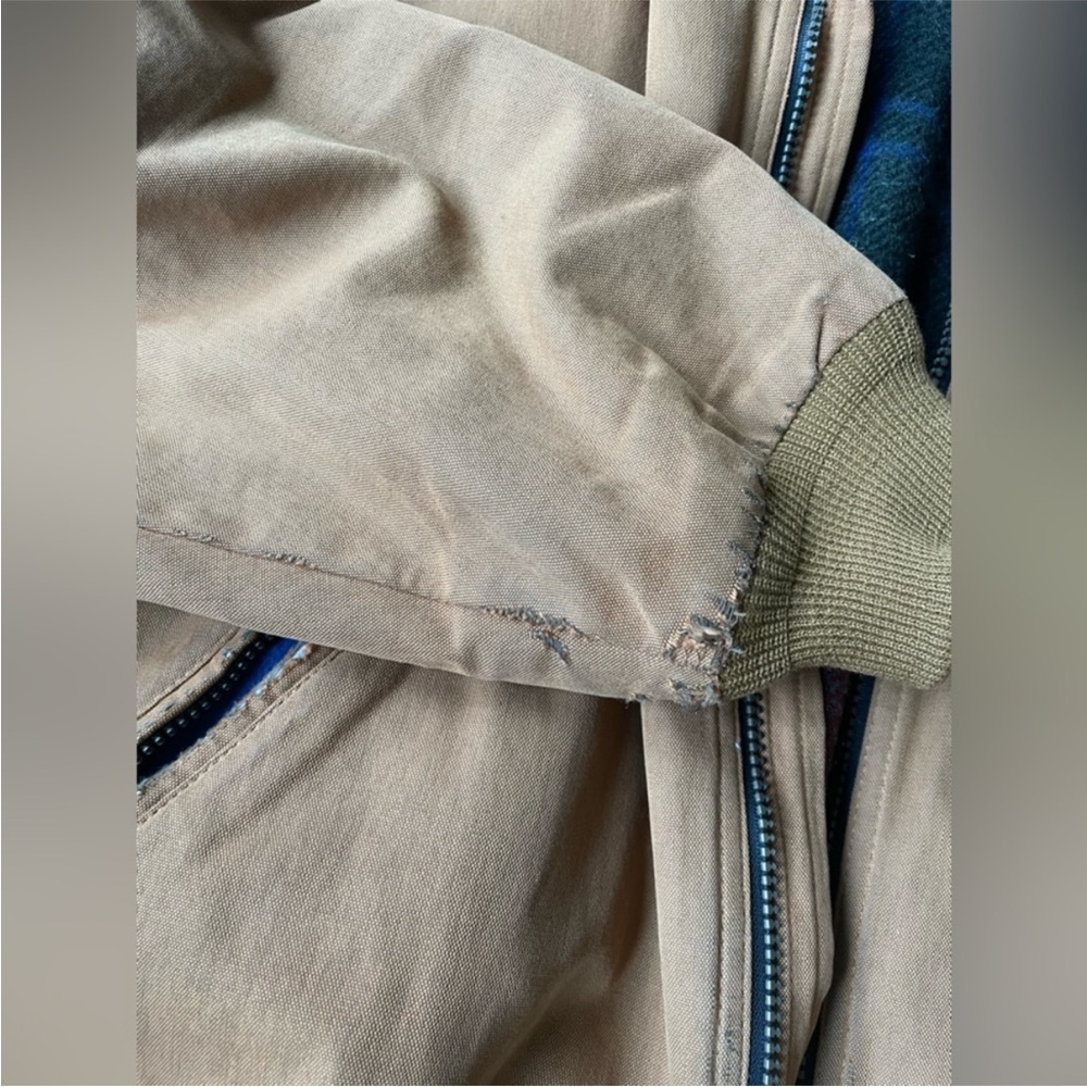 L.L. Bean Tan Bomber Jacket with Brown Collar - Picture 5 of 11